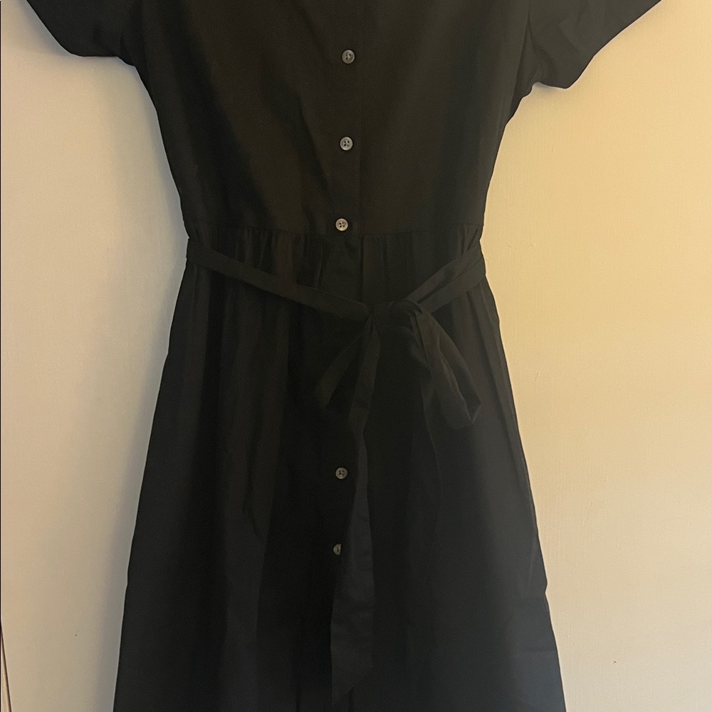 J. Crew Black Short-Sleeve Midi Shirt Dress - Picture 4 of 6